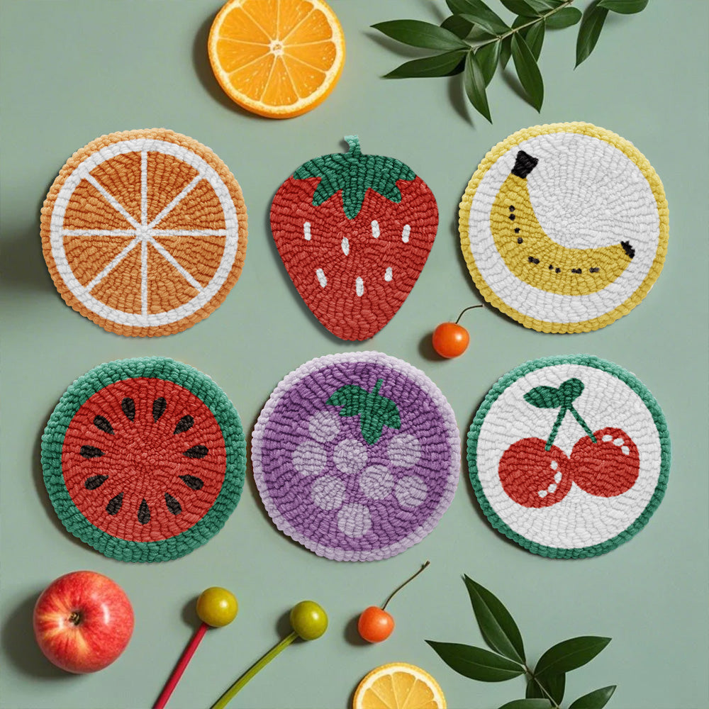 Fruits Punch Needle Coaster Kit - 6PCS