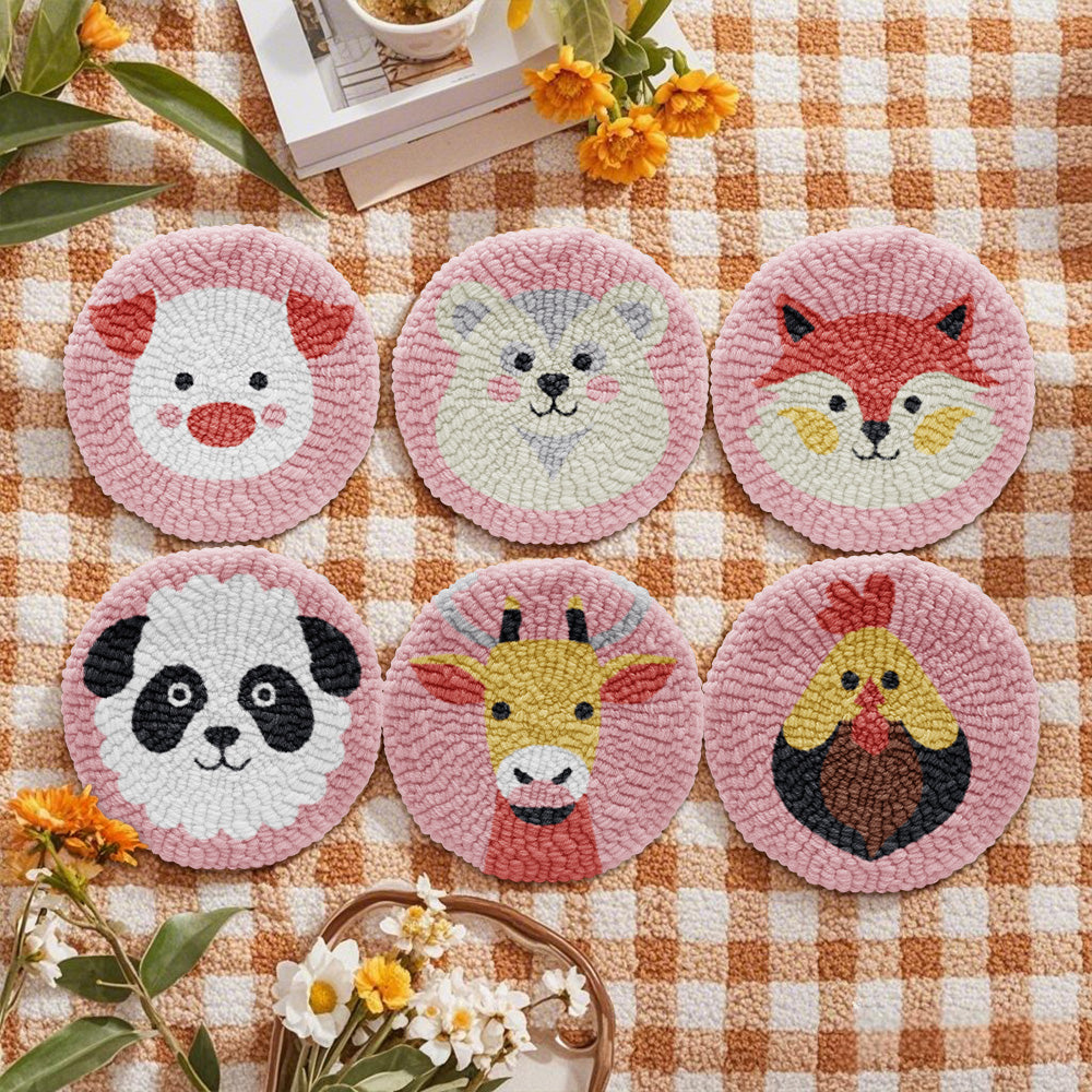 Cuties Punch Needle Coaster Kit - 6PCS