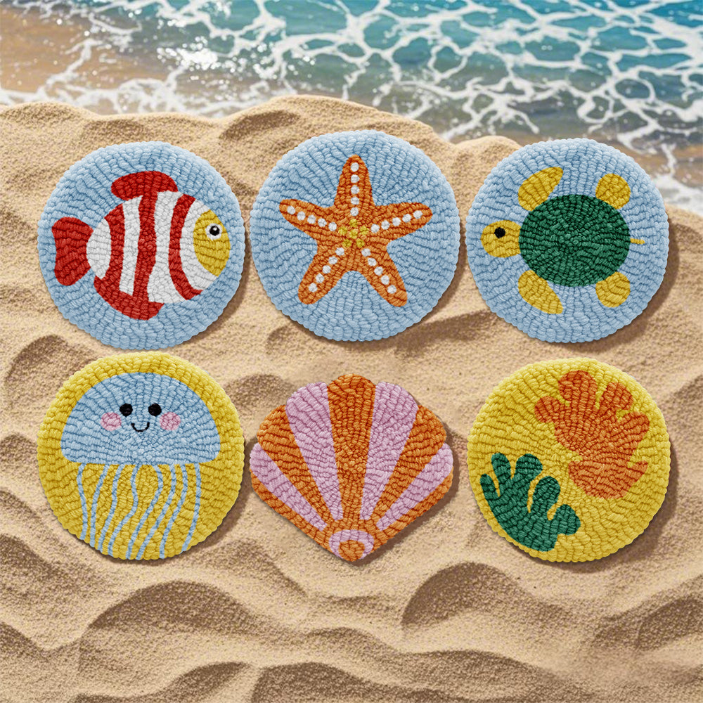 Ocean Punch Needle Coaster Kit - 6PCS