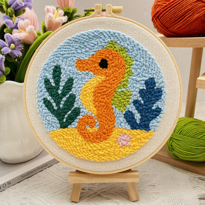 Turtle & Seahorse -Punch Needle Decor Kit