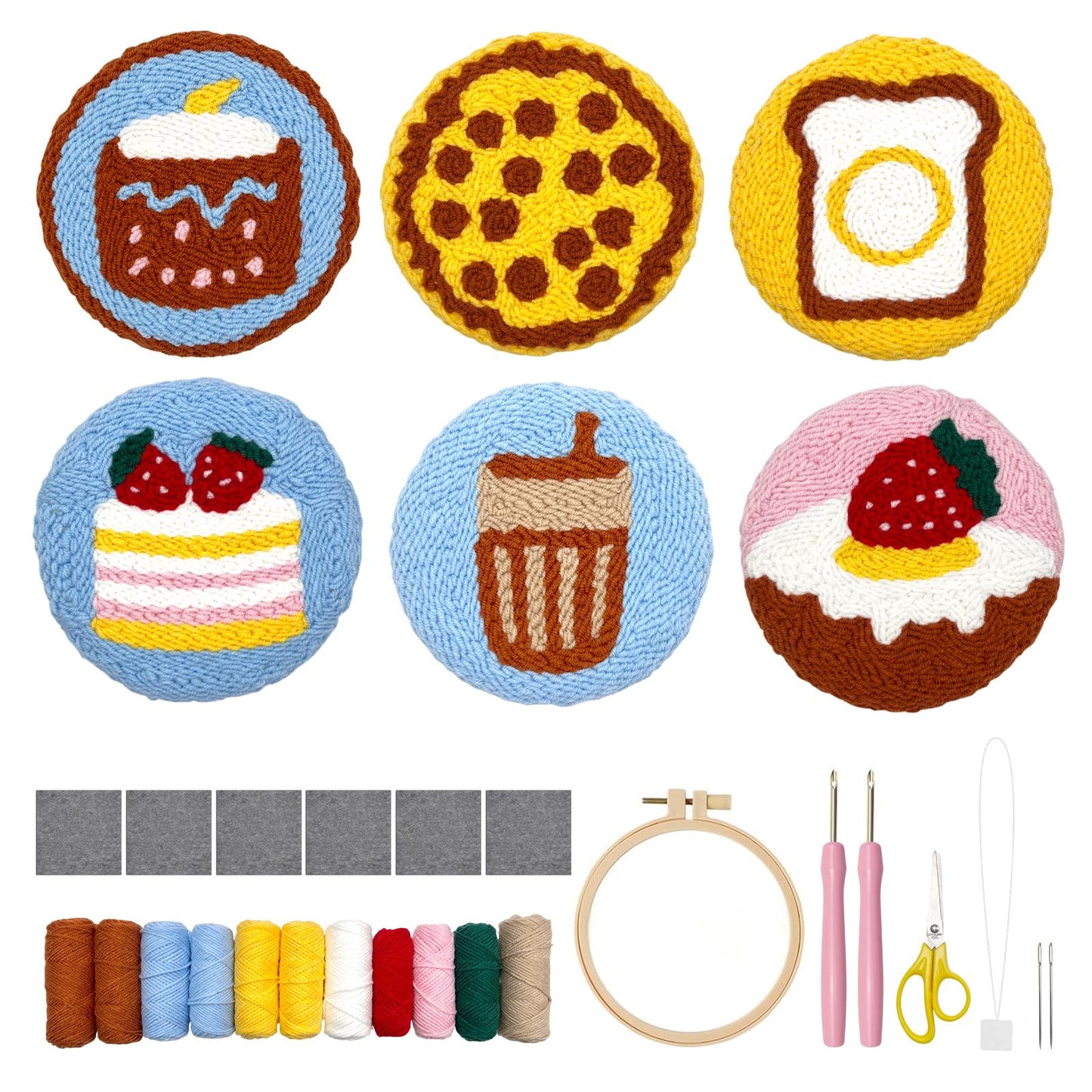 Desserts Punch Needle Coaster Kit - 6PCS