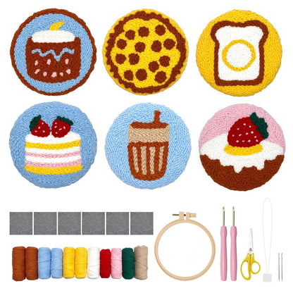 Desserts Punch Needle Coaster Kit - 6PCS