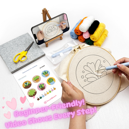 Succulent Plants Punch Needle Coaster Kit - 6PCS