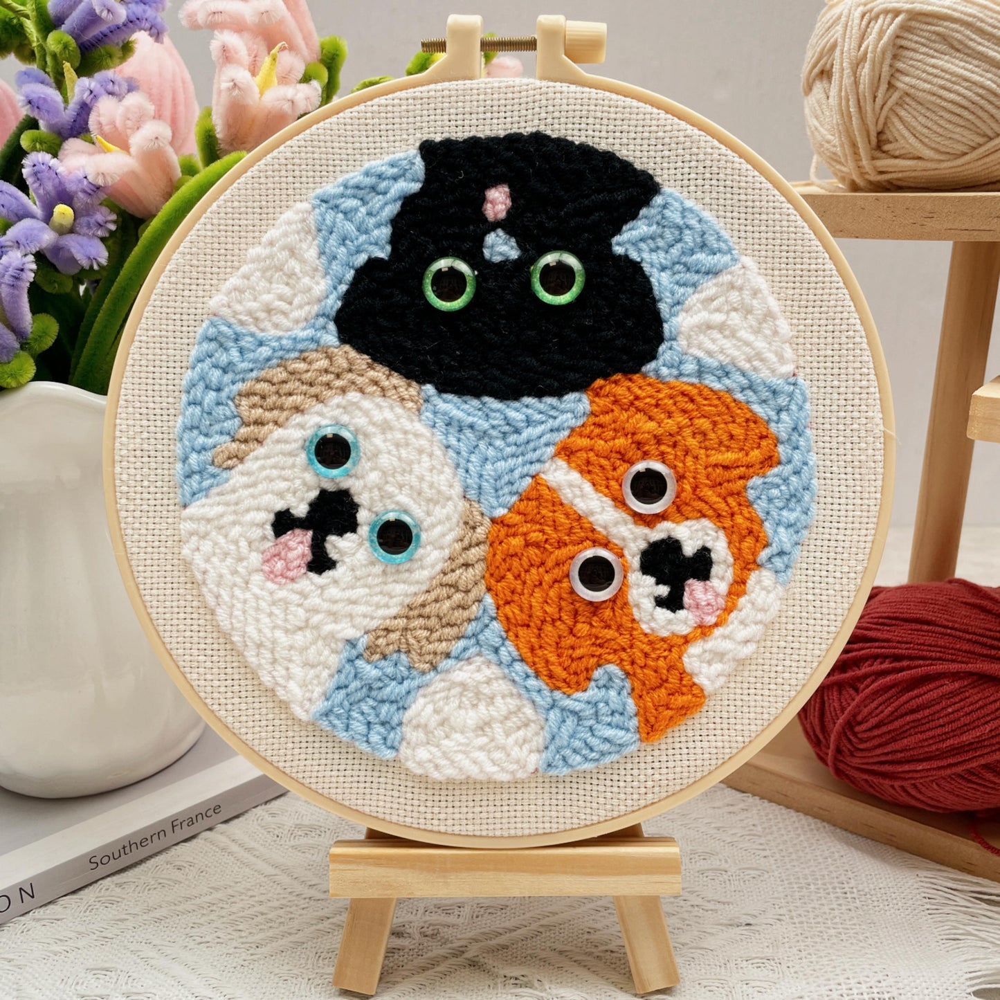 Cats and Dogs -Punch Needle Decor Kit