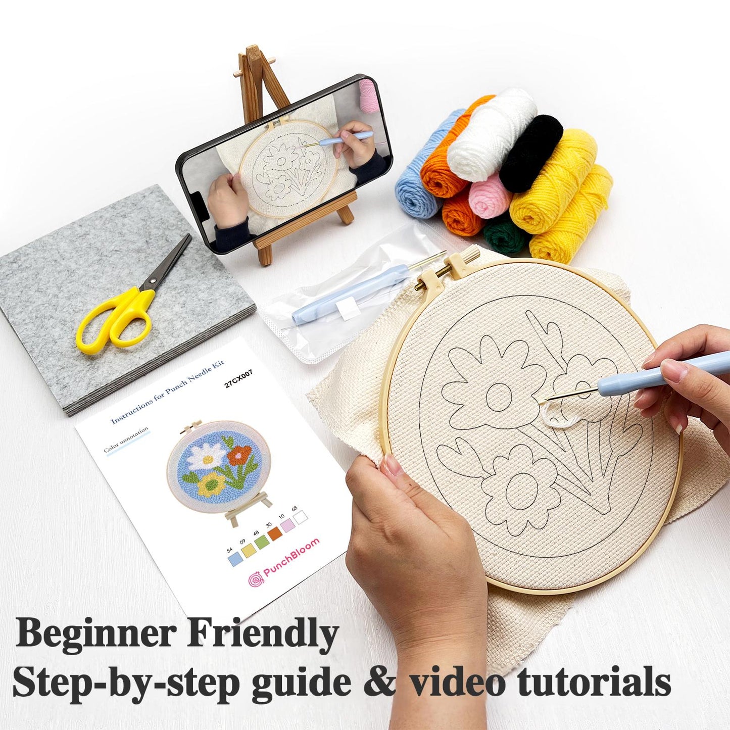 Flowers-Punch Needle Decor Kit