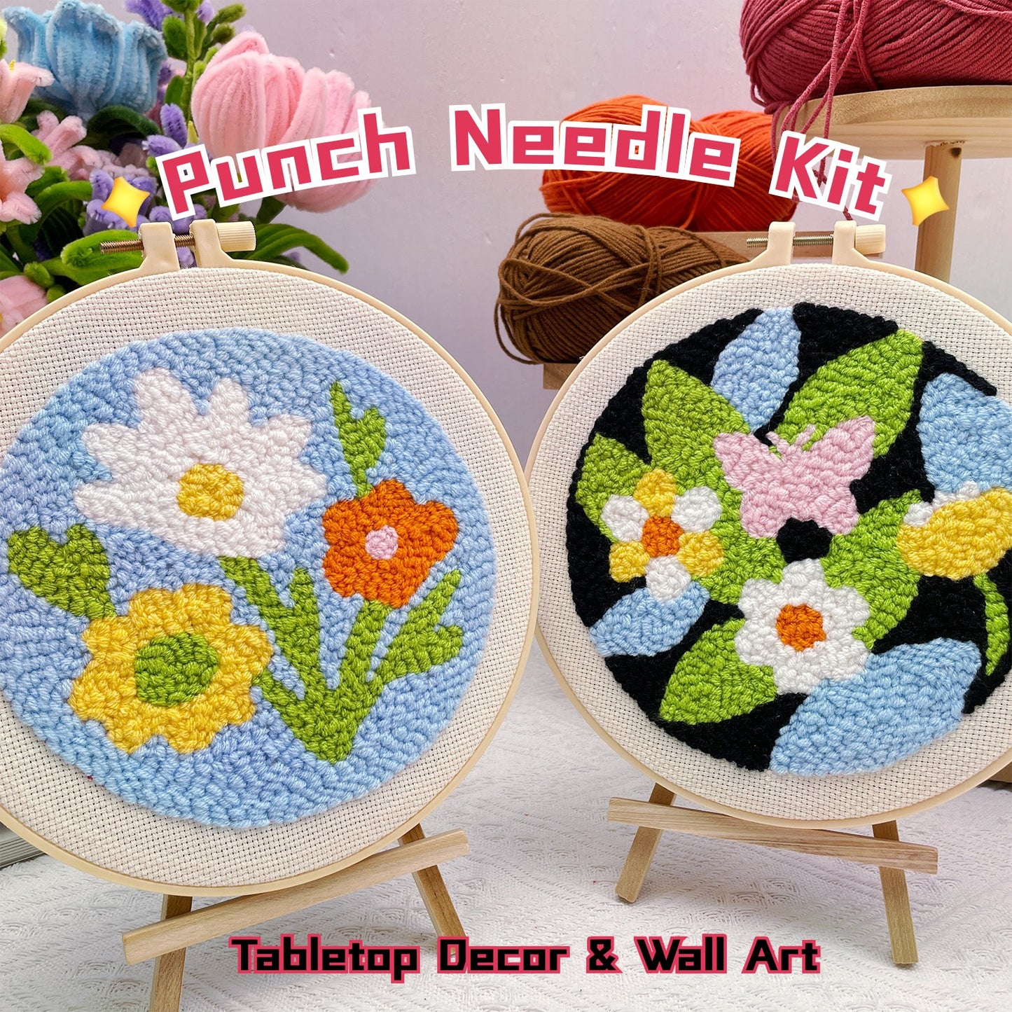 Flowers-Punch Needle Decor Kit