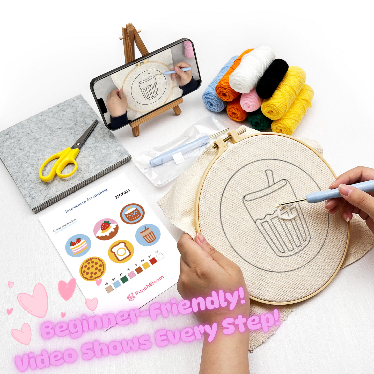 Desserts Punch Needle Coaster Kit - 6PCS