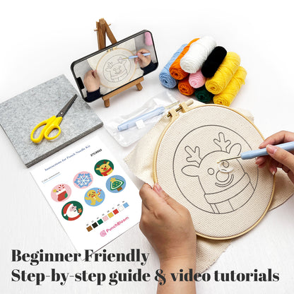 Christmas Style Punch Needle Coaster Kit  - 6PCS