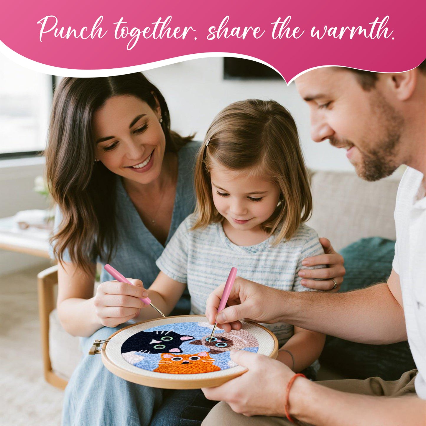 Cats and Dogs -Punch Needle Decor Kit