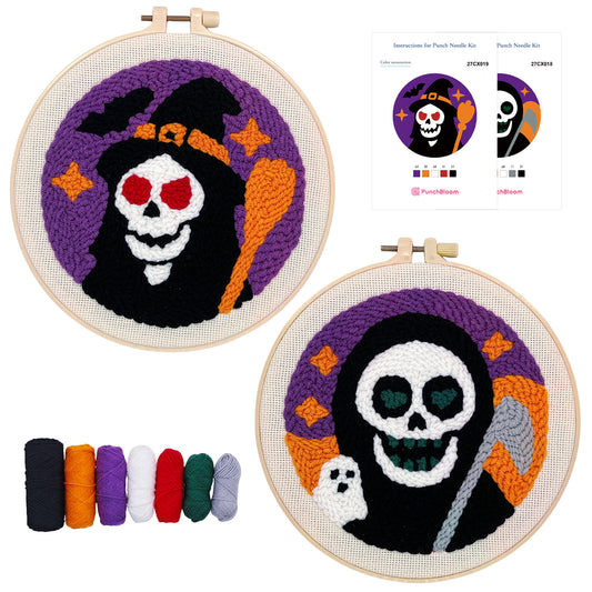 Grim Reaper and Witch -Punch Needle Decor Kit