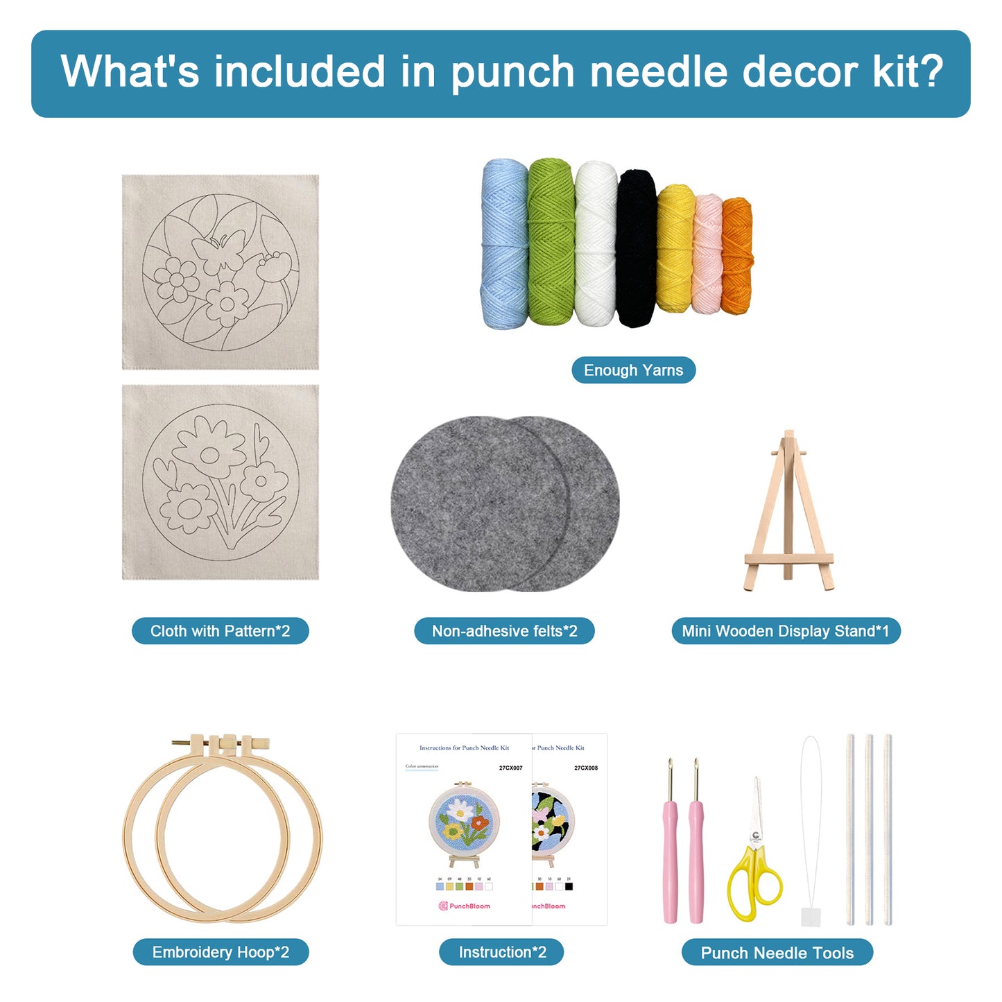 Flowers-Punch Needle Decor Kit