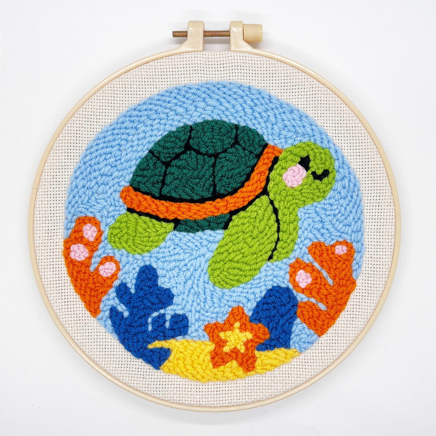 Turtle & Seahorse -Punch Needle Decor Kit