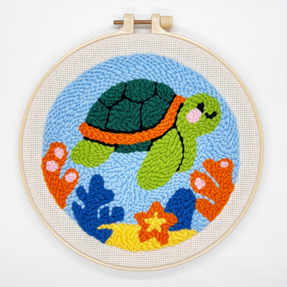 Turtle & Seahorse -Punch Needle Decor Kit