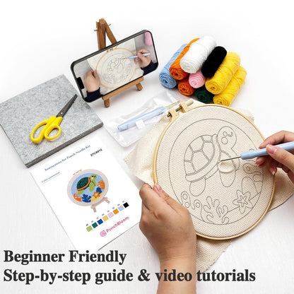 Turtle & Seahorse -Punch Needle Decor Kit