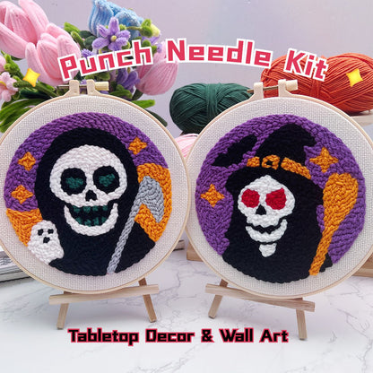 Grim Reaper and Witch -Punch Needle Decor Kit