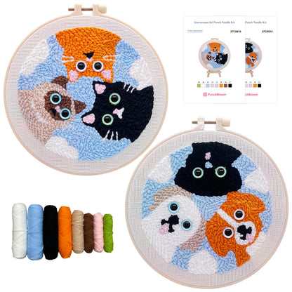 Cats and Dogs -Punch Needle Decor Kit