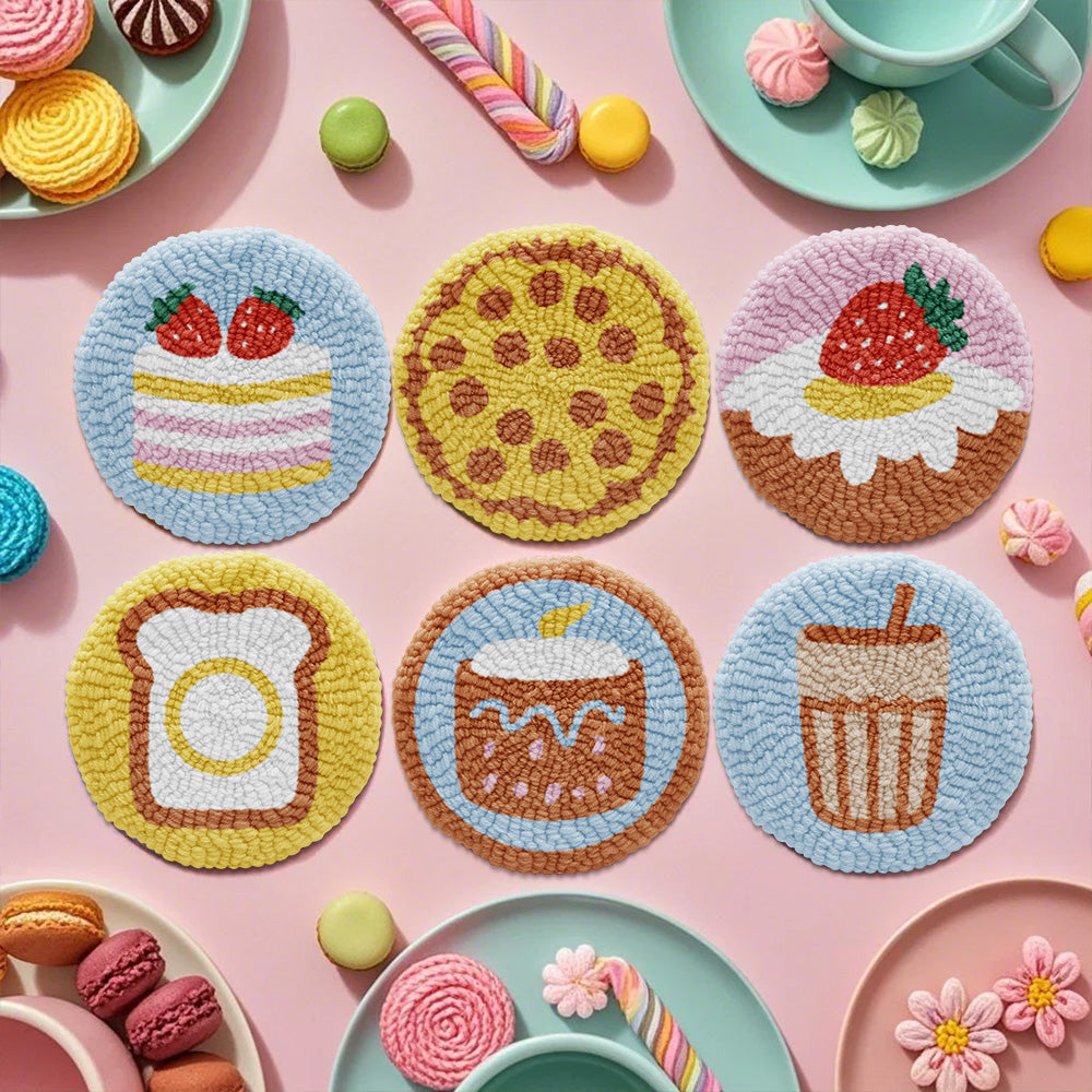 Desserts Punch Needle Coaster Kit - 6PCS