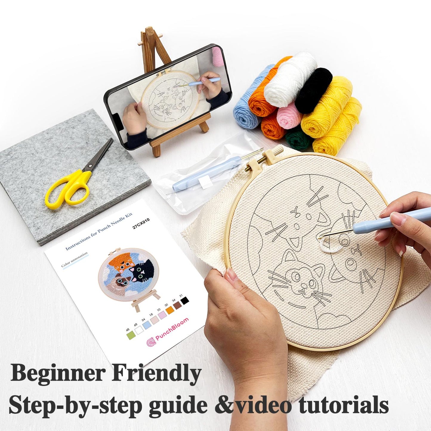 Cats and Dogs -Punch Needle Decor Kit