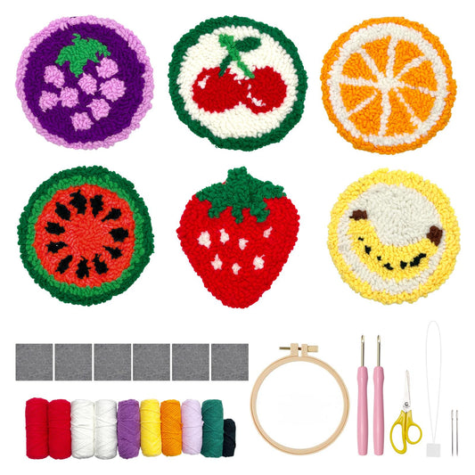 Fruits Punch Needle Coaster Kit - 6PCS