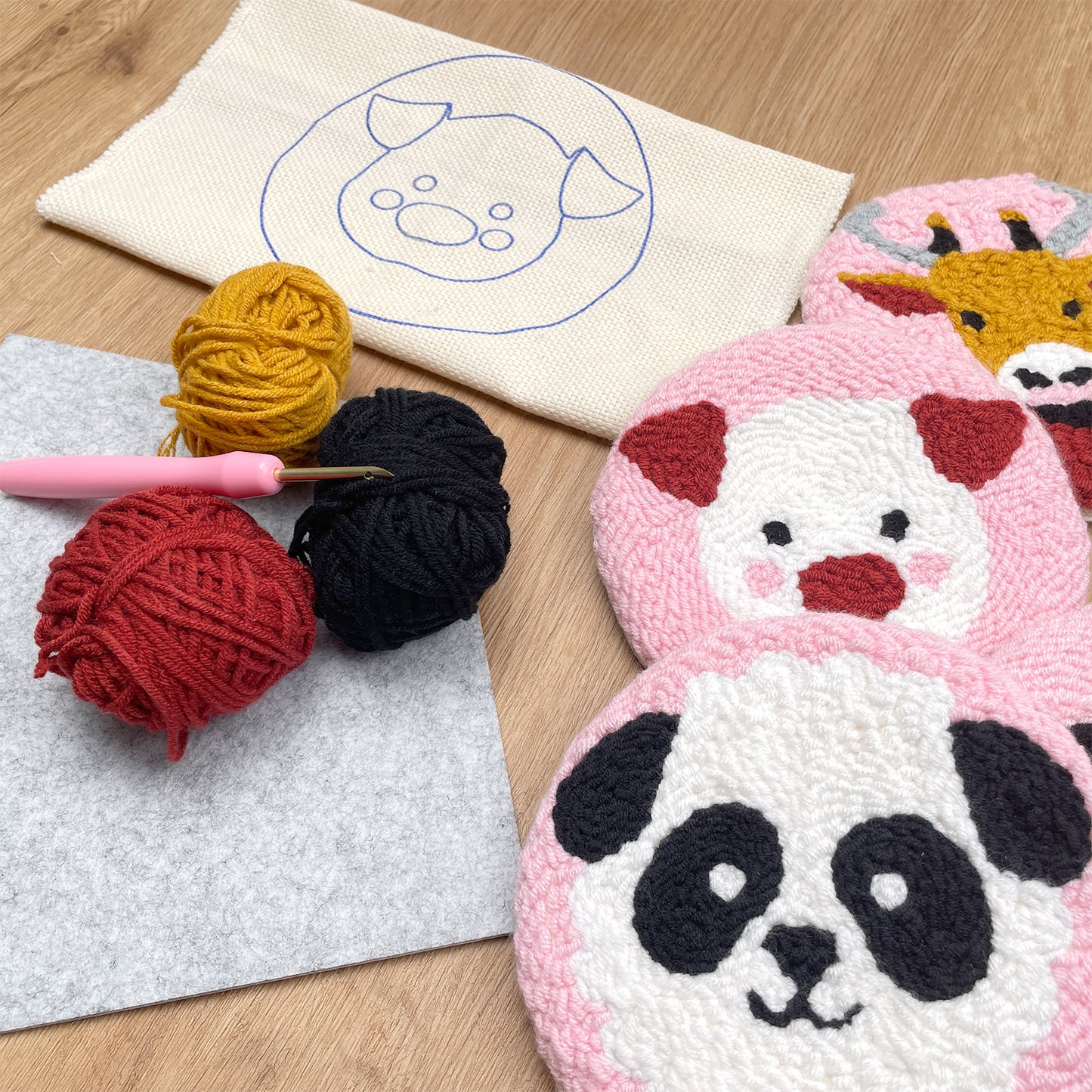 Cuties Punch Needle Coaster Kit - 6PCS