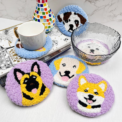 Dogs Punch Needle Coaster Kit - 6PCS