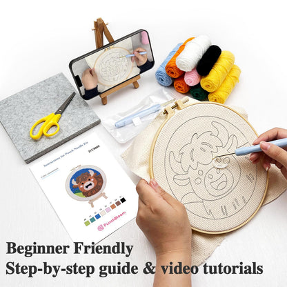 Cow and Horse -Punch Needle Decor Kit