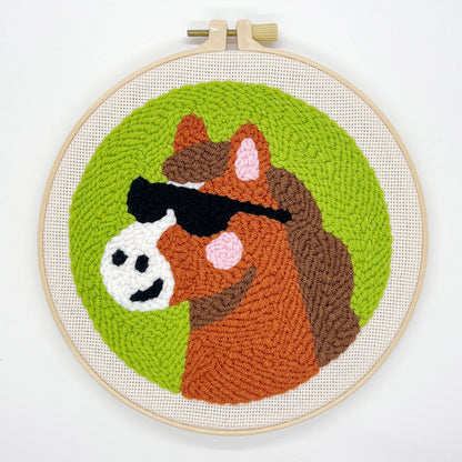 Cow and Horse -Punch Needle Decor Kit