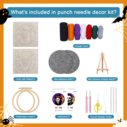 Grim Reaper and Witch -Punch Needle Decor Kit
